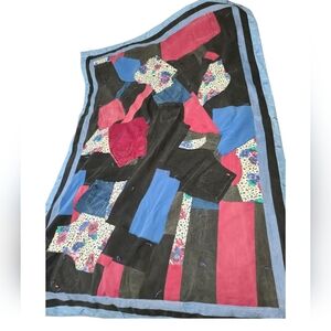 Large Handmade Upcycled Jean And Cotton Crazy Quilt